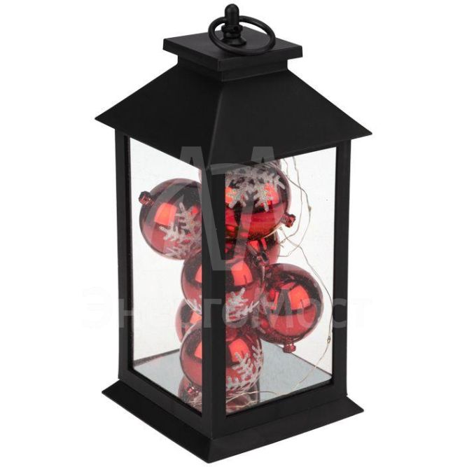 Фонарь декоративный с шариками черн. корпус 14х14х27см тепл. бел. Neon-Night 513-063