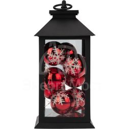 Фонарь декоративный с шариками черн. корпус 14х14х27см тепл. бел. Neon-Night 513-063