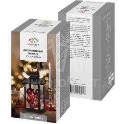 Фонарь декоративный с шариками черн. корпус 14х14х27см тепл. бел. Neon-Night 513-063