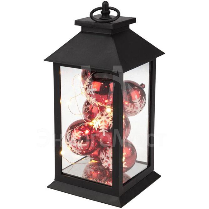 Фонарь декоративный с шариками черн. корпус 14х14х27см тепл. бел. Neon-Night 513-063
