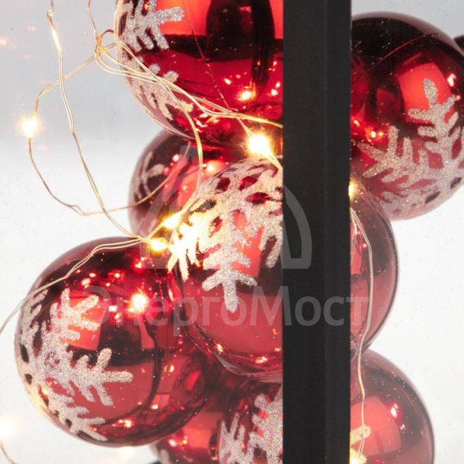 Фонарь декоративный с шариками черн. корпус 14х14х27см тепл. бел. Neon-Night 513-063