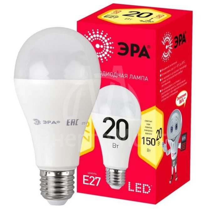 Лампа светодиодная RED LINE LED A65-20W-827-E27 R 20Вт A65 груша 2700К тепл. бел. E27 Эра Б0050687