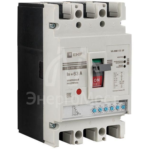 Выключатель автоматический 3п 100/63А 50кА ВА-99М PROxima электр. расцеп. EKF mccb99-100-63me