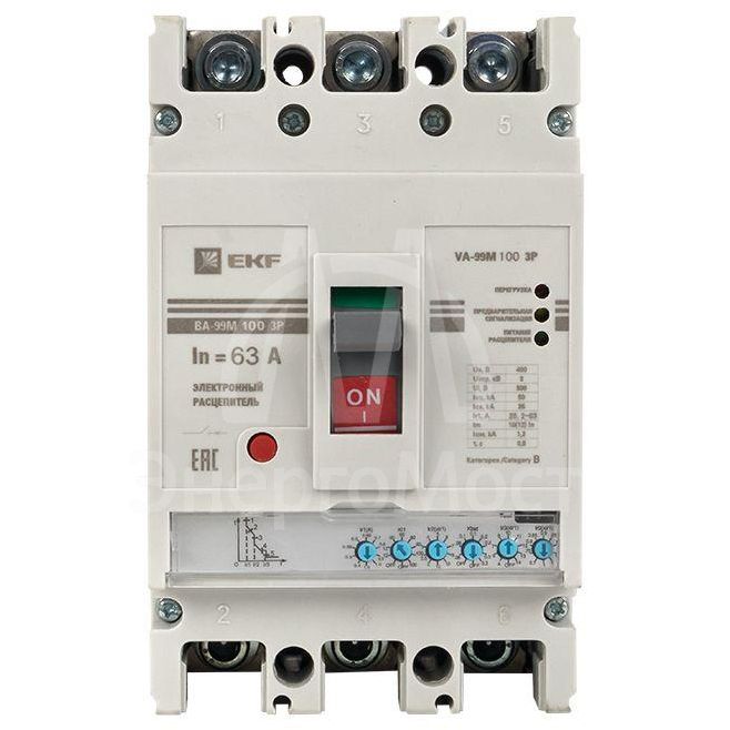 Выключатель автоматический 3п 100/63А 50кА ВА-99М PROxima электр. расцеп. EKF mccb99-100-63me