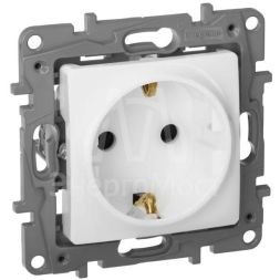 Механизм розетки 1-м СП Etika 2К+З 16А защ. шторки с заземл. винт. зажимы бел. Leg 672222