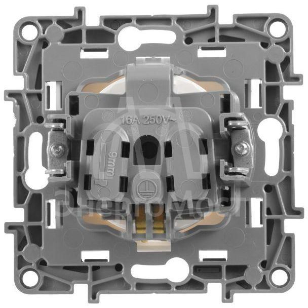Механизм розетки 1-м СП Etika 2К+З 16А защ. шторки с заземл. винт. зажимы бел. Leg 672222