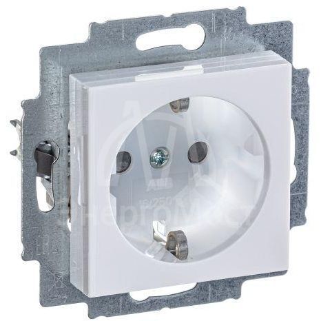 Розетка Levit с заземл. с защ. шторками 16А бел./ледяной ABB 2CHH203457A6001