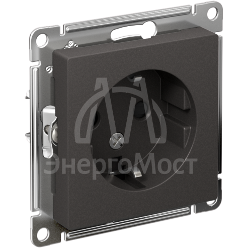 Розетка AtlasDesign с заземл. со шторками 16А механизм базальт SE ATN001445