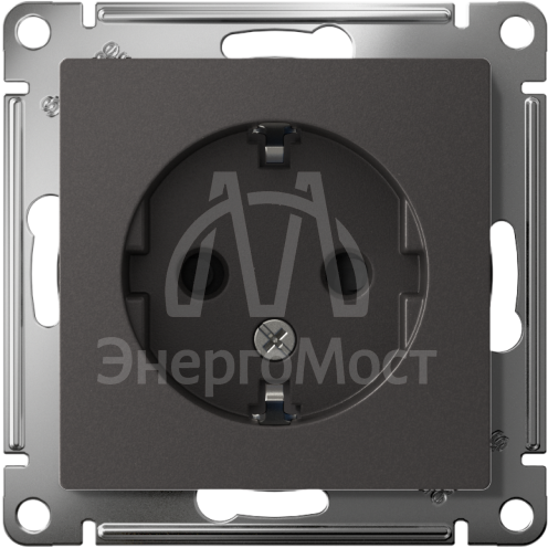 Розетка AtlasDesign с заземл. со шторками 16А механизм базальт SE ATN001445