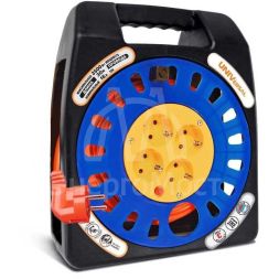 Удлинитель 4х30м с заземл. 16А IP20 У16-012 термо ПВС 3х1 в закрытом корпусе защ. шторки UNIVersal 1674