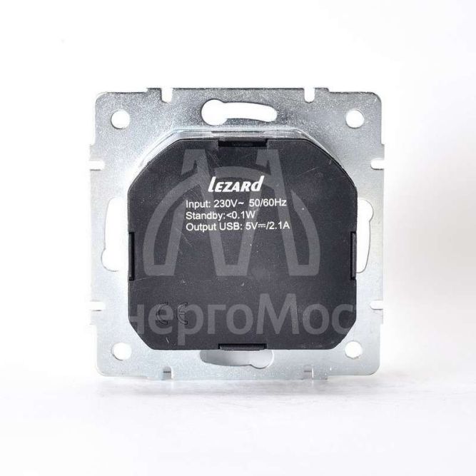 Механизм розетки 1-м СП KARINA 16А с з/к + USB разъем серебро мат. LEZARD 707-4388-181