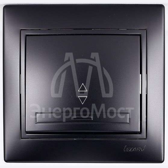 Выключатель проходной 1-кл. 1п СП Мира 10А IP20 со вставкой черн. бархат LEZARD 701-4242-105