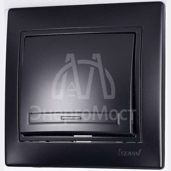 Выключатель проходной 1-кл. 1п СП Мира 10А IP20 со вставкой черн. бархат LEZARD 701-4242-105
