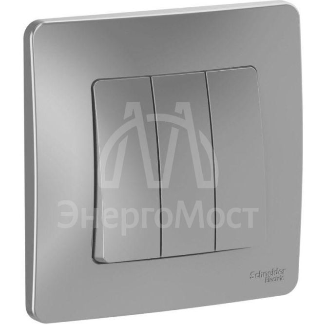 Выключатель 3-кл. СП Blanca 10А IP20 (сх. 1+1+1) 250В алюм. SchE BLNVS100503