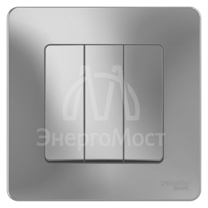 Выключатель 3-кл. СП Blanca 10А IP20 (сх. 1+1+1) 250В алюм. SchE BLNVS100503