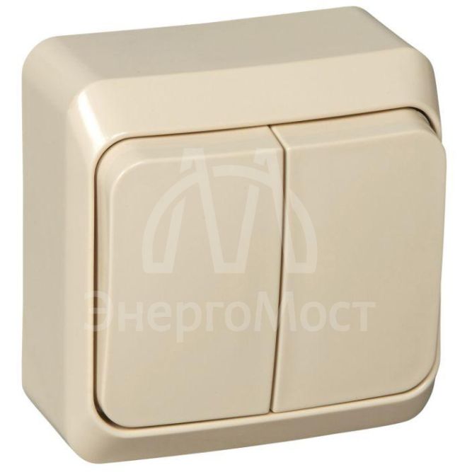 Выключатель 2-кл. ОП Этюд 10А IP20 с подсветкой крем. SchE BA10-006K