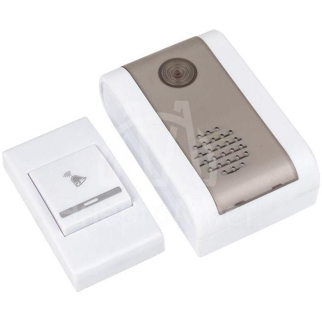 Звонок беспроводной 36 мелод. 80м с индик. на батарейках 003 2х1.5В АA бел.-сер. Basic EKF DBB-A-003