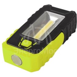 Фонарь светодиодный рабочий WL2-L2W/L03-gn 2COB(150лм)+3LED(30лм) IP44 яркий/эконом магнитное основание с вращением на 180град. ABS-пластик с прорезиненным покрытием 3хAAA (не в компл.) черн./зел. ФАZА 5023222