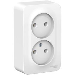 Розетка 2-м ОП Blanca 16А IP20 250В без заземл. без защ. шторок с металлич. пластиной бел. SE BLNRA000221