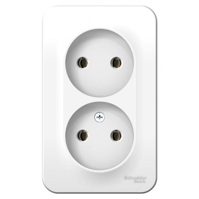 Розетка 2-м ОП Blanca 16А IP20 250В без заземл. без защ. шторок с металлич. пластиной бел. SE BLNRA000221