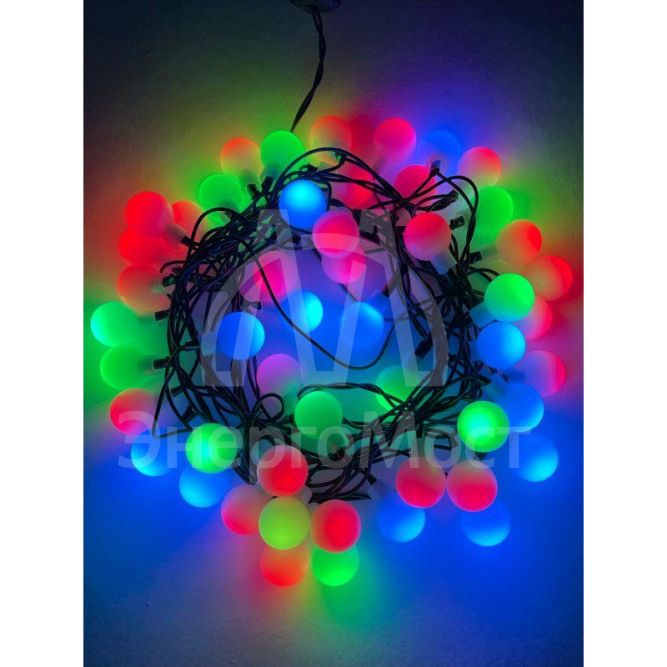 Гирлянда светодиодная &amp;quot;Нить Шарики&amp;quot; d18мм 5м 50LED 220В IP20 мультиколор ЭРА Б0047968