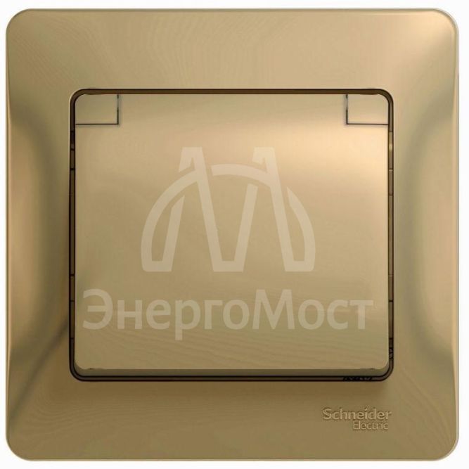 Розетка 1-м СП Glossa 16А IP20 с заземл. защ. шторки с крышкой в сборе титан SchE GSL000446