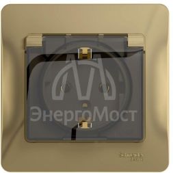 Розетка 1-м СП Glossa 16А IP20 с заземл. защ. шторки с крышкой в сборе титан SchE GSL000446