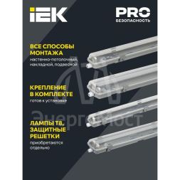 Светильник ДСП 2202 под LED лампу 2хT8 1200мм IP65 IEK LDSP0-2202-2X120-K01