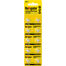 Элемент питания алкалиновый "таблетка" 95 666 NBT-09 (LR66 AG4 LR626 BP10) (блист.10шт) Navigator 95666