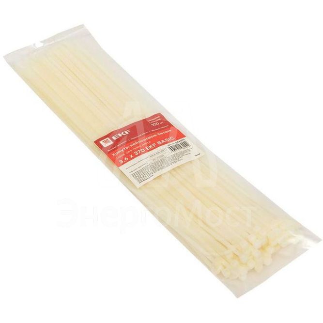 Хомут кабельный 3.6х370 нейл. бел. (уп.100шт) EKF plc-c-3.6x370