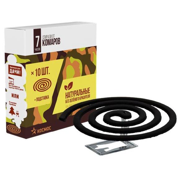 Средство инсектицидное "Спираль от комаров - эффект" от летающих кровососущих насекомых (комары москиты мокрецы) спираль 10шт Космос KOC_GH334