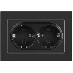 Розетка 2-м СП Accent 6-205-07 16А IP20 250В 2P+E Schuko AL/CU графит Intro Б0063496