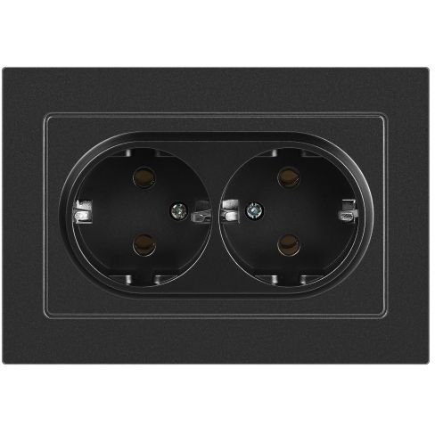 Розетка 2-м СП Accent 6-205-07 16А IP20 250В 2P+E Schuko AL/CU графит Intro Б0063496