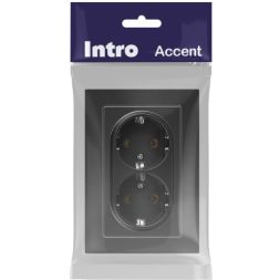 Розетка 2-м СП Accent 6-205-07 16А IP20 250В 2P+E Schuko AL/CU графит Intro Б0063496