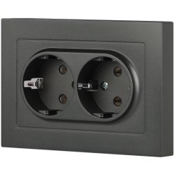 Розетка 2-м СП Accent 6-205-07 16А IP20 250В 2P+E Schuko AL/CU графит Intro Б0063496