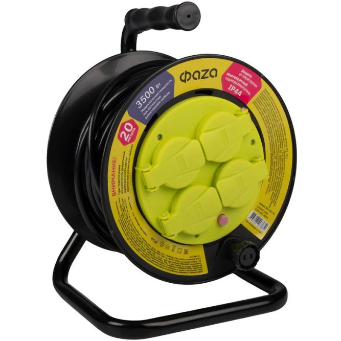 Удлинитель на катушке 4х20м с заземл. IP44 CRW-04-2000 ФАZА 5063839