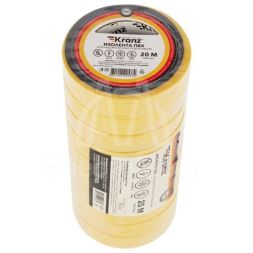 Изолента ПВХ 0.13х15мм 20м желт. (уп.10шт) Kranz KR-09-2602