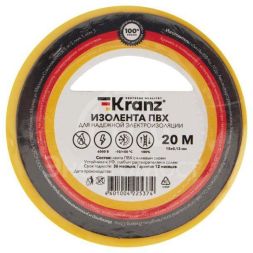 Изолента ПВХ 0.13х15мм 20м желт. (уп.10шт) Kranz KR-09-2602