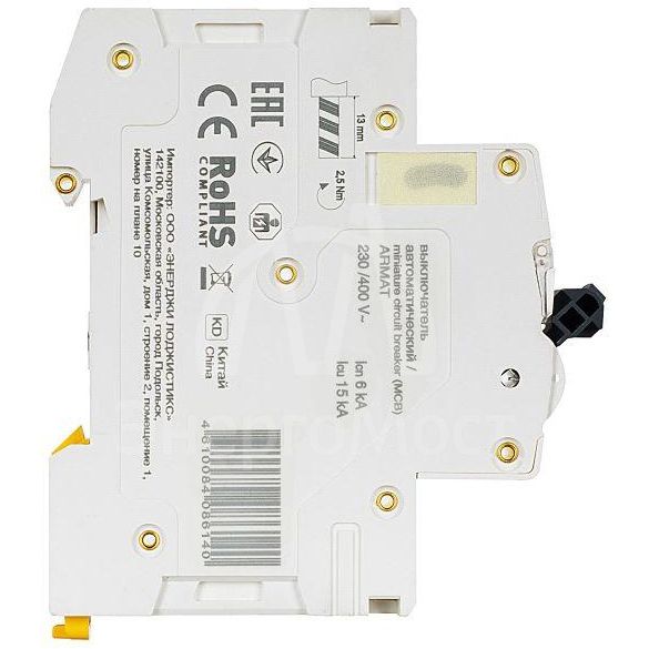 Выключатель автоматический 1п D 10А M06N ARMAT IEK AR-M06N-1-D010