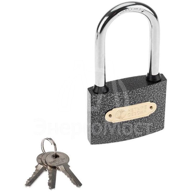 Замок навесной &amp;quot;Чугун&amp;quot; 75мм длин. дужка ЧЕТЫРЕ СЕЗОНА 79-0027