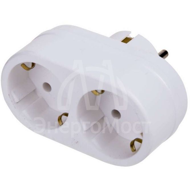 Двойник электрический 16 А с заземл. бел. Rexant 11-1075