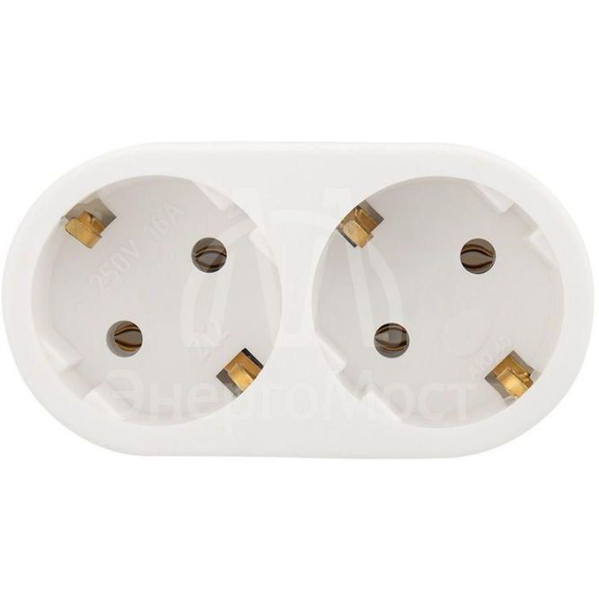 Двойник электрический 16 А с заземл. бел. Rexant 11-1075