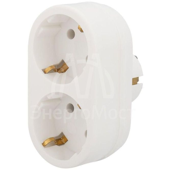 Двойник электрический 16 А с заземл. бел. Rexant 11-1075