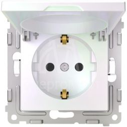 Розетка 1-м СП Pixel 16А IP20 с заземл. защ. шторки с крышкой механизм перламутр. TOKOV ELECTRIC TKE-PX-R1ZSW1-C04