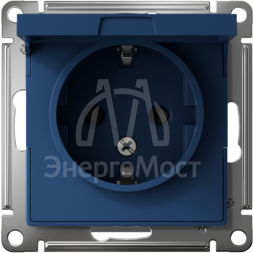 Розетка AtlasDesign 16А IP20 с заземл. со шторк. с крышкой механизм аквамарин SE ATN001146