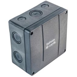 Коробка распределительная 140х140х76мм IP66 в комплекте с клеммным рядом 10х10кв.мм 76А черн. Extherm JB-100-BL