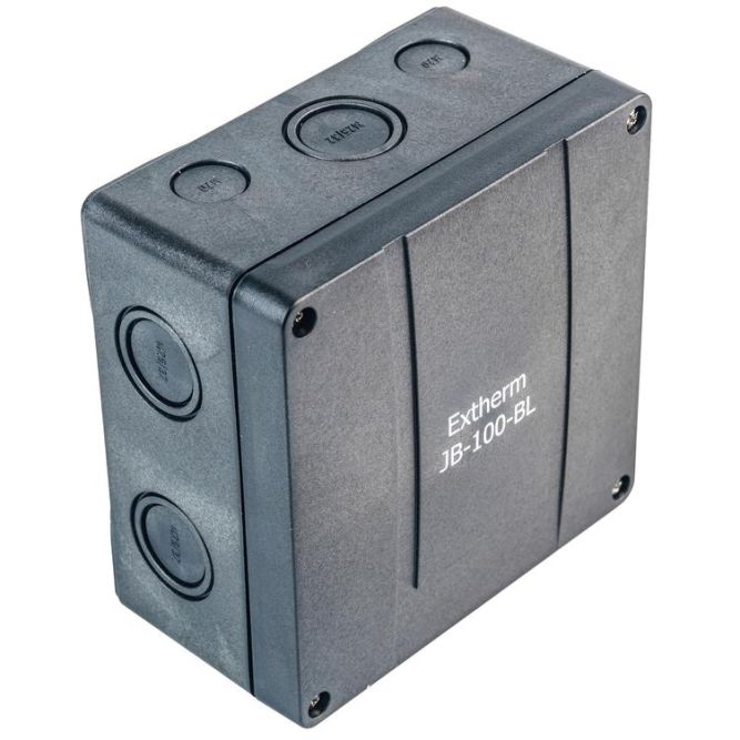 Коробка распределительная 140х140х76мм IP66 в комплекте с клеммным рядом 10х10кв.мм 76А черн. Extherm JB-100-BL