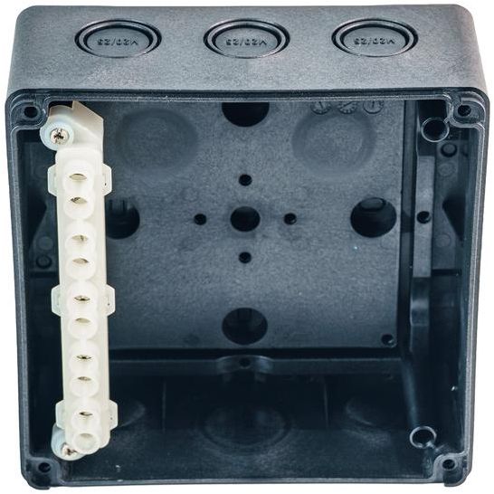 Коробка распределительная 140х140х76мм IP66 в комплекте с клеммным рядом 10х10кв.мм 76А черн. Extherm JB-100-BL