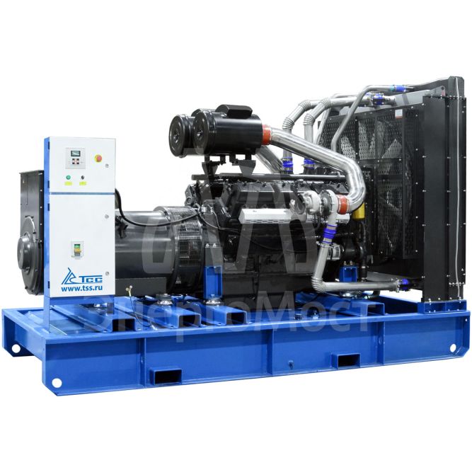 Дизельный генератор ТСС ЭД-550-Т400 с АВР в погодозащитном кожухе на прицепе