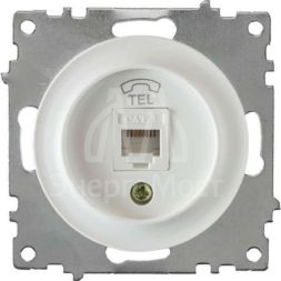 Механизм розетки телеф. 1-м СП Florence 1xRJ11 бел. 1E20601300 OneKeyElectro 2172769